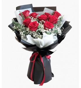 9 Kırmızı Gül Buketi