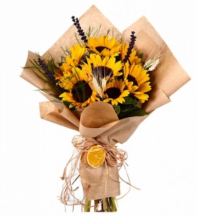 Tasarım Ayçiçeği Buketi