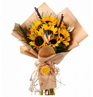 Tasarım Ayçiçeği Buketi