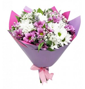 Pembe ve Beyaz Papatya Buketi