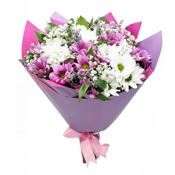 Pembe ve Beyaz Papatya Buketi